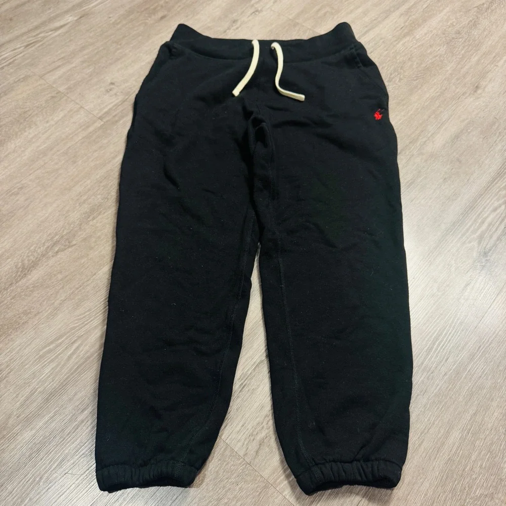 Polo Ralph Lauren Mens Jogger Sweatpants Black Red Pony Logo Size Large